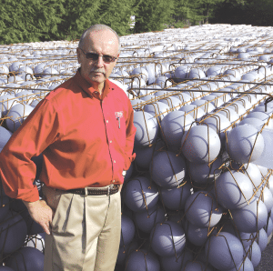 Spheres Mel O’Leary, seen here with hundreds of Cobiax spheres set for shipment