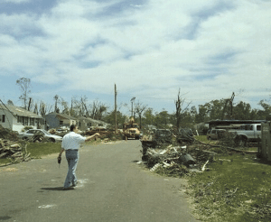 MayorSarnoPhotoTouringDamage Sarno surveys tornado damage last June.