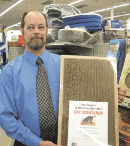 NEBAcat Ken Rivet, developer of the “Lifetime Double-sided Cat Scratcher"