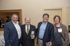 Michael Lefebvre, TD Bank; 2019 Difference Maker Joe Peters; Jeffrey Sattler, Savings Institute; and 2014 Difference Maker Colleen Loveless, Revitalize CDC.