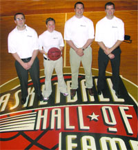 The team at BasketBull: from left, Patrick Fisher, Molly Dullea, Colin Tabb, and Chris Sparks. 