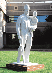 The statue outside the Shriners Hospital
