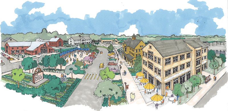 an architect’s rendering of the Mill District