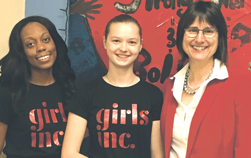 From left, Girls Inc. of Holyoke participants Brandy Wilson and Stella Cabrera with Executive Director Suzanne Parker.