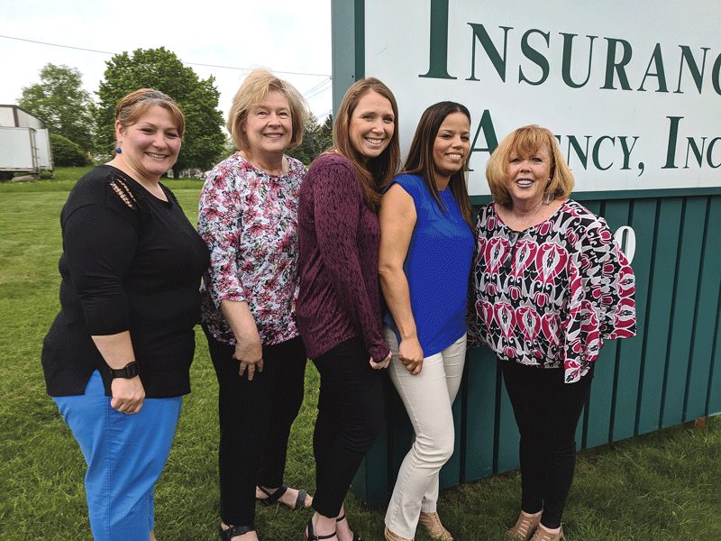 From left, Shelly Chantre, Judy Orlen, Nicole Shibley, Janet Fernandez-Santiago, and Eileen Bresnahan of Bresnahan Insurance.