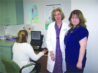 Dr. Ellen Deibert, center, pictured with two staffers of Berkshire Medical Center’s Comprehensive Brain Injury Program