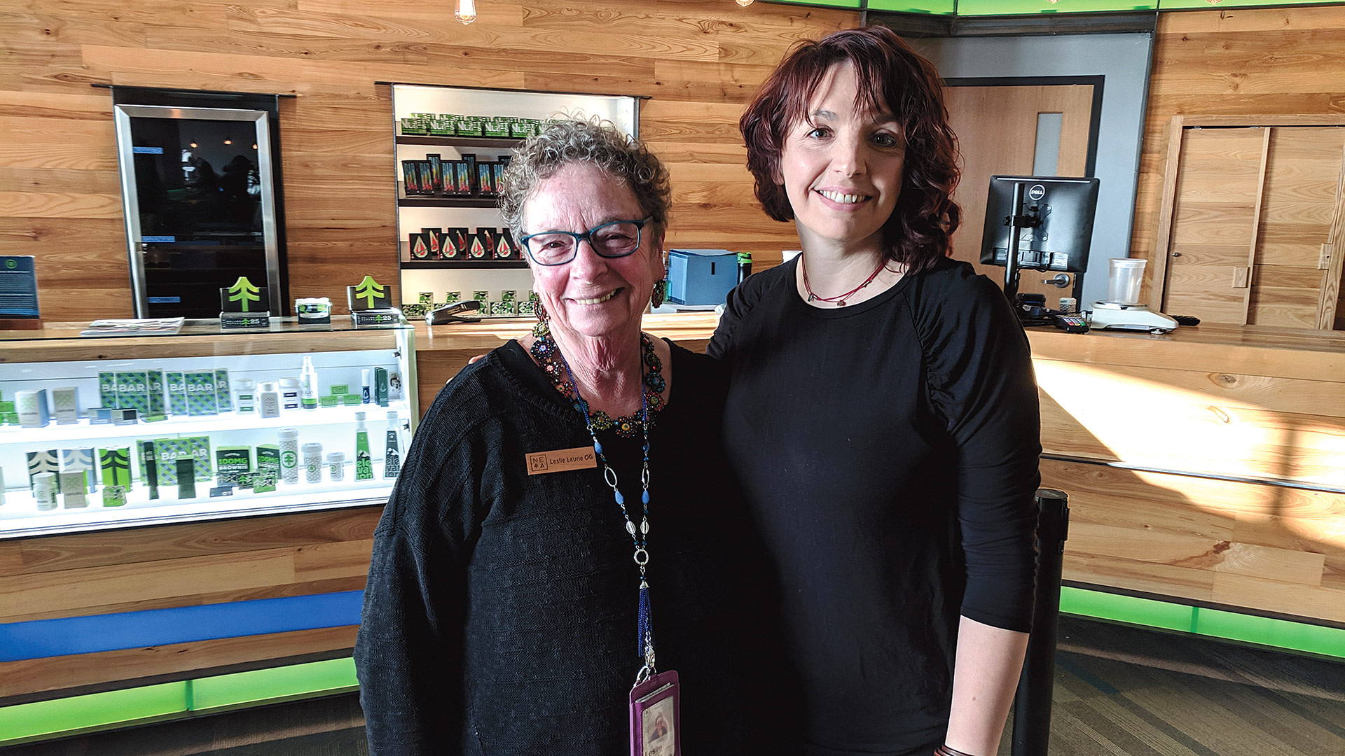 NETA’s Leslie Laurie (left), regional director for Western Mass. and director of patient services, and Angela Cheek, dispensary manager.