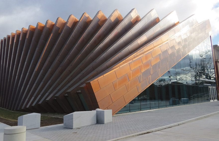 Architect Yu Inamoto says the copper used in the building’s exterior was chosen in an effort to give it a look that is “authentic and real.”