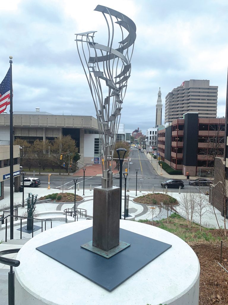 Several sculptures created by Don Glummer now grace Pynchon Plaza