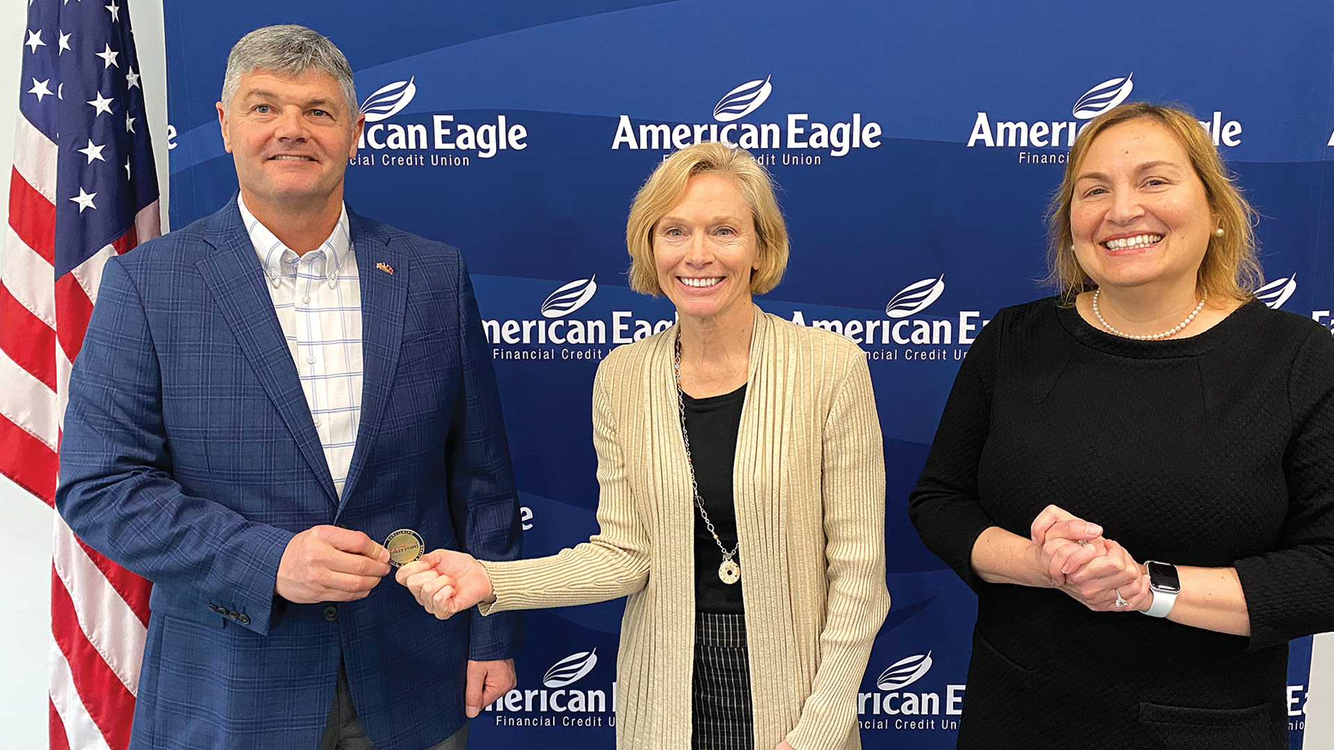 Pictured, from left: Brig. Gen. Ron Welch of Veterans Rally Point, Teresa Knox of American Eagle Financial Credit Union, and Wendy Archer of Easterseals Capital Region & Eastern Connecticut.