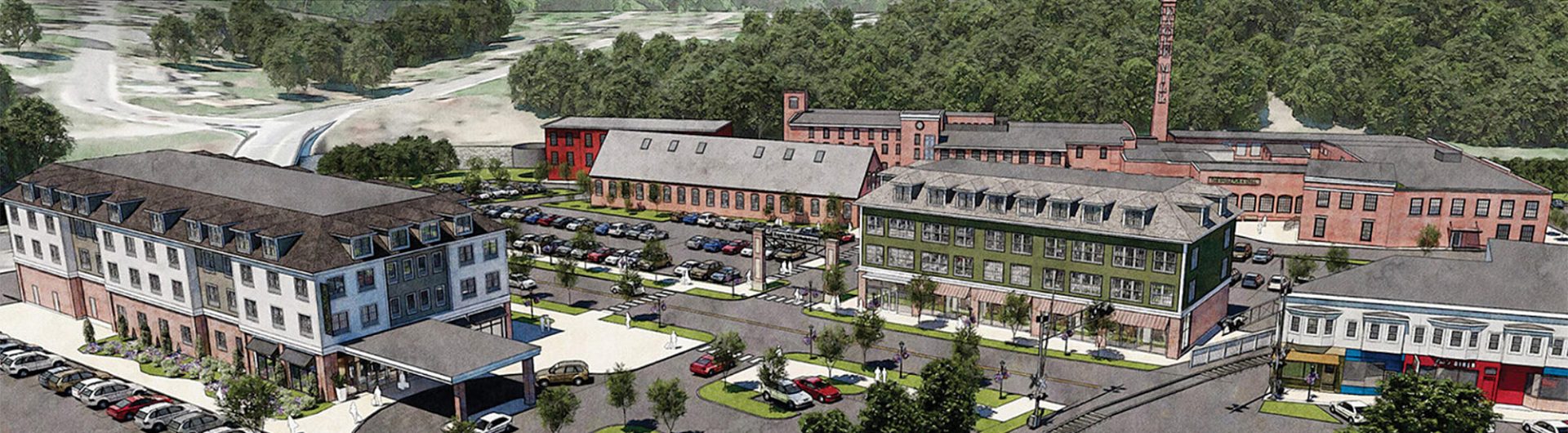 An artist’s rendering of the Eagle Mill redevelopment project in Lee.