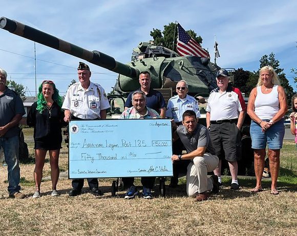 Sen. John Velis recently presented American Rescue Plan Act earmark funding of $50,000 to American Legion Post 185, to fund much-needed maintenance and improvements to its existing building in Feeding Hills.