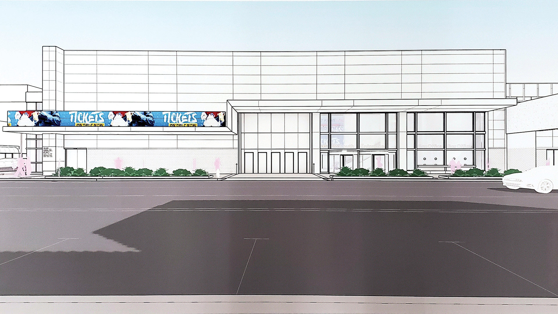 An architect’s rendering of the planned new entrance at the southwest corner of the MassMutual Center.