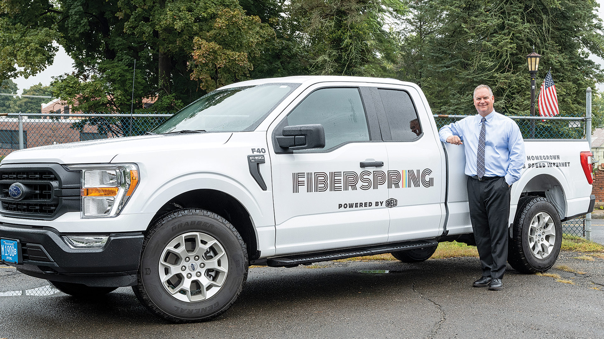 one of the utility trucks with the new Fiberspring brand
