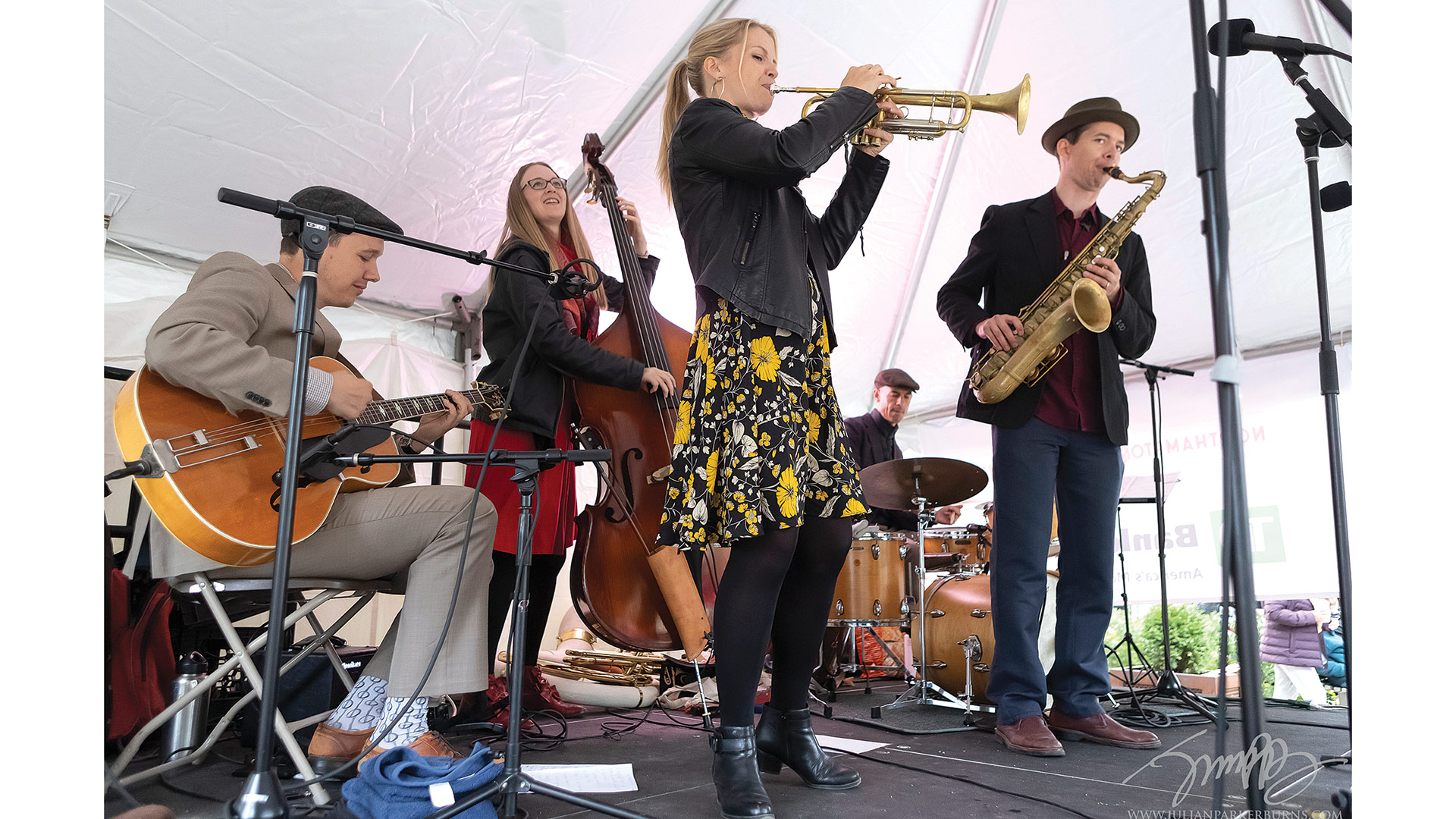 Eh La Bas, led by trumpeter Bria Skonberg, a quintet of Canadian-born musicians that came together exclusively for the Northampton Jazz Festival, close out the free daytime performances at Pulaski Park on Oct. 1;