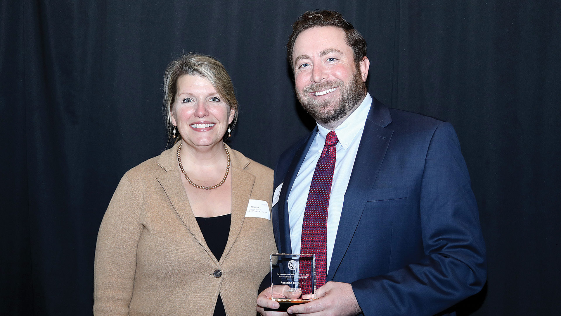 chamber President Diana Szynal with Dave Fontaine Jr., CEO of Fontaine Brothers.
