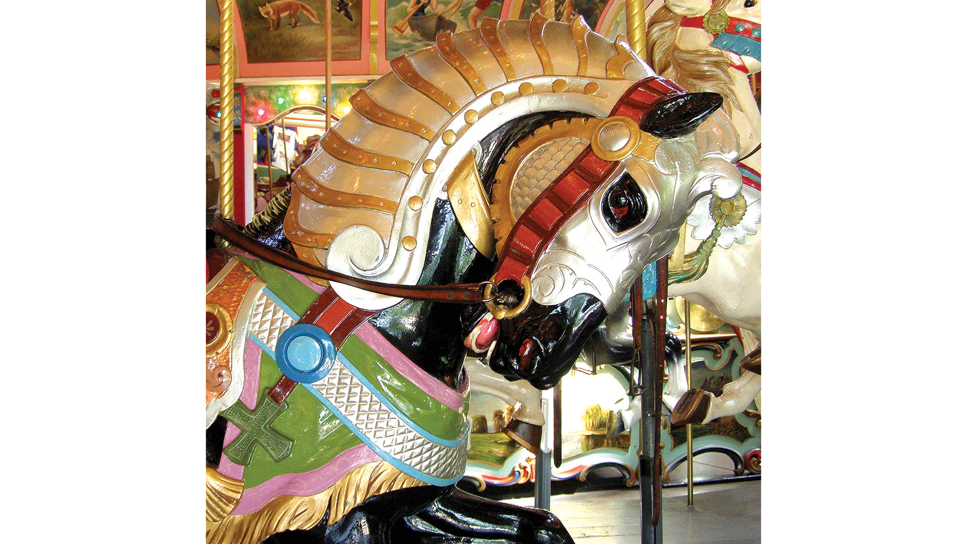 One of the horses from the carousel