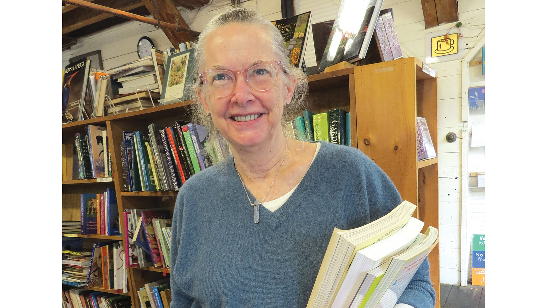 Susan Shilliday, owner of the Bookmill in Montague