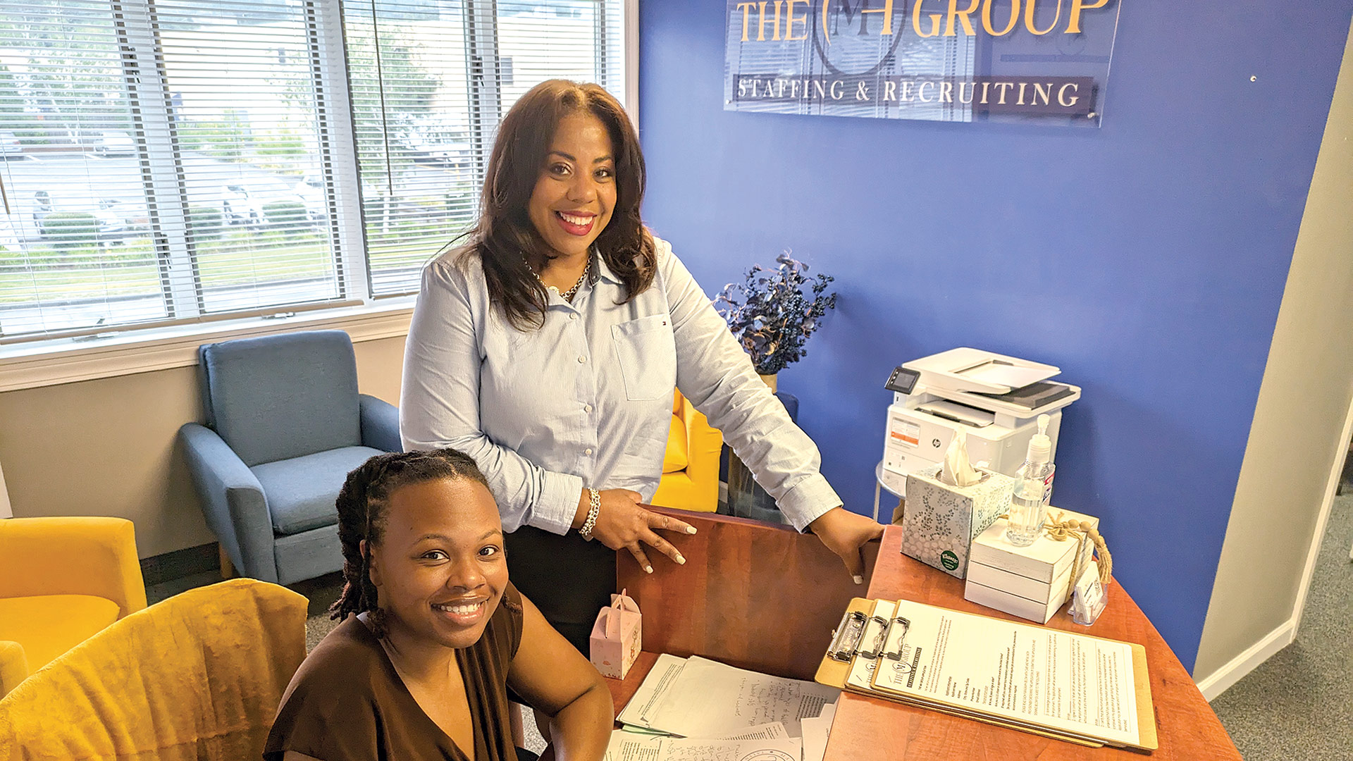Nicole Polite (top) with Kassaundra Woodall, senior recruiting manager at the MH Group.