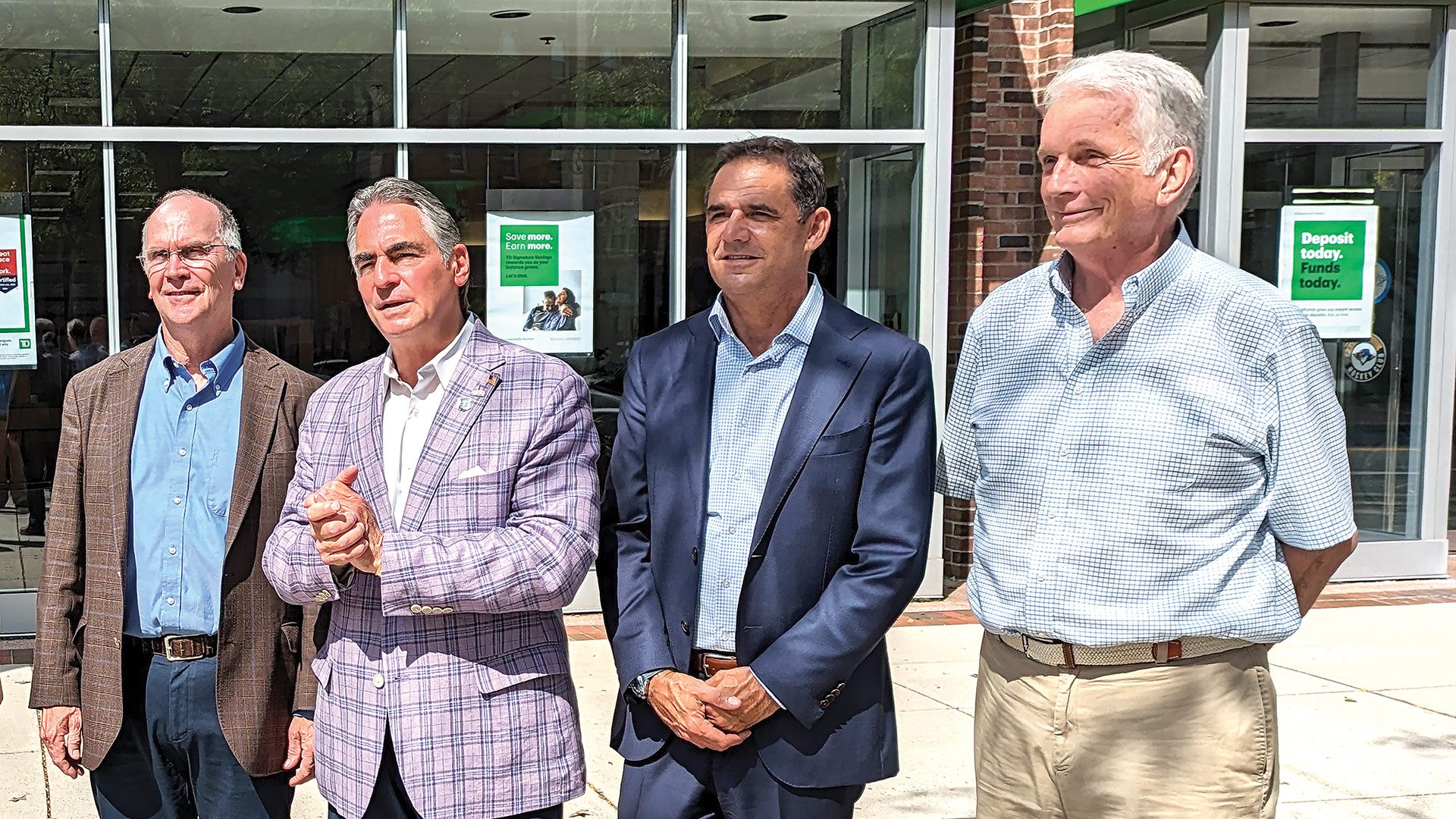 Pictured, from left: Balise Auto Group President Jeb Balise, Springfield Mayor Domenic Sarno, Balise Auto Group Chief Operating Officer Ben Sullivan, and Jack Dill, president and CEO of Colebrook Realty Services, which owns the TD Bank tower.