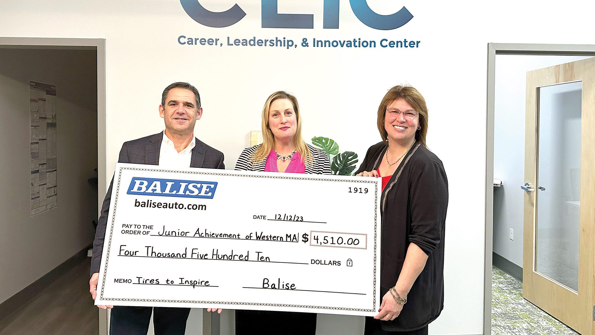 Balise was able to present a donation of $4,510 to the organization to assist in its mission of inspiring and preparing young people to succeed in a global economy