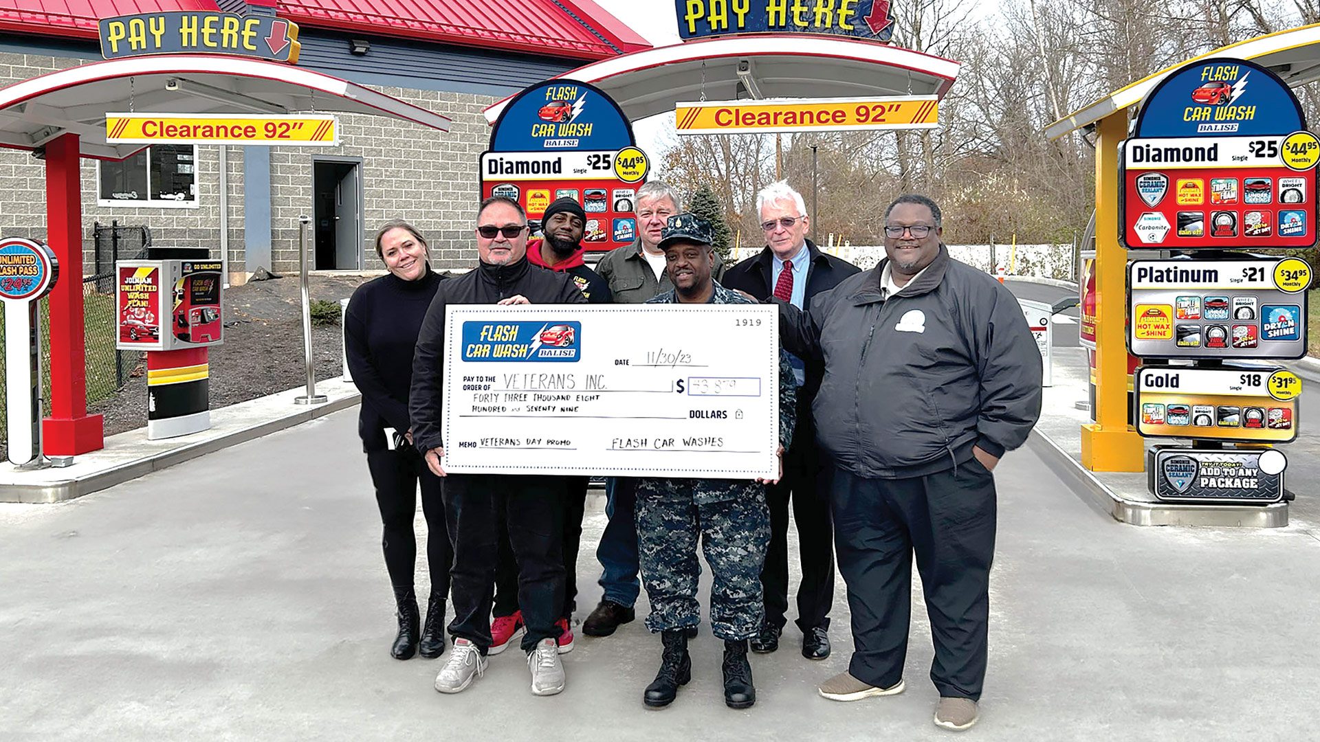 Flash Car Wash extended thanks to veterans and active service members by giving them a total of 1,067 complimentary diamond washes