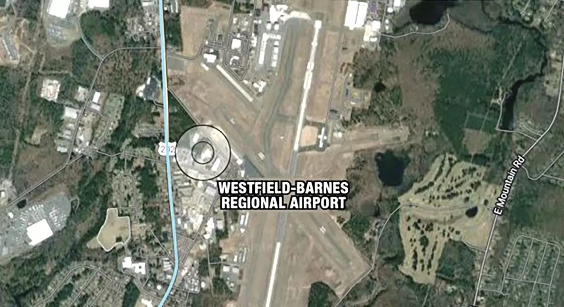 Falcon Landing will be located just north of Westfield-Barnes Regional Airport.