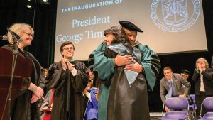Timmons embraces Student Senate President Alicia Beaton