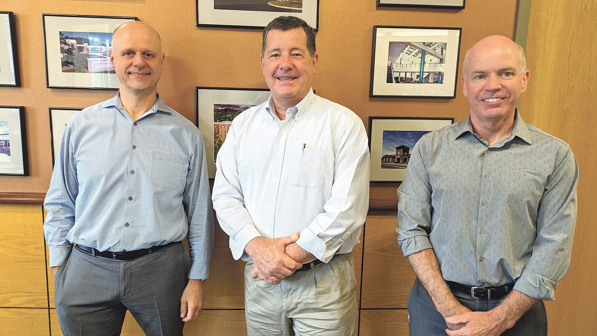 Principals (from left) Bert Gardner, Curtis Edgin, and Jim Hanifan say Caolo & Bieniek Architects continues to stay busy in the post-pandemic years.