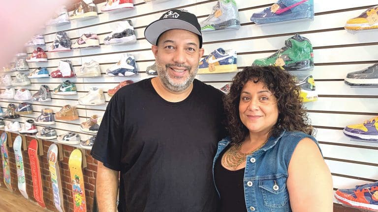 Stacey Blanco and her husband, who opened Hide’n’ Sneakz, are among a growing number of small-business owners in Easthampton.
