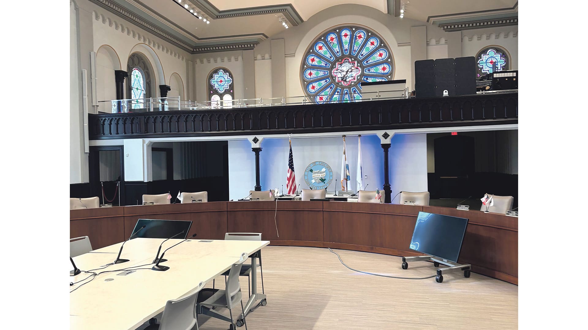 Phase 2 of the ambitious City Hall project will follow recent work like this renovated auditorium.