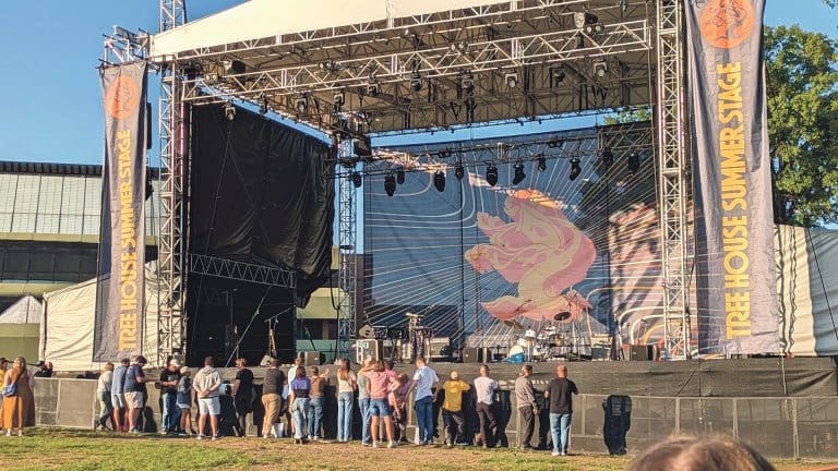 Attendees gather early for one of Tree House Brewing’s summer concerts last year.