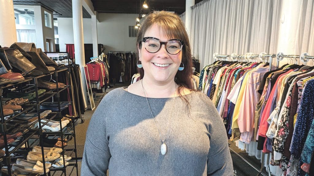 Jessica Roncarati-Howe  in the Dress for Success boutique today.