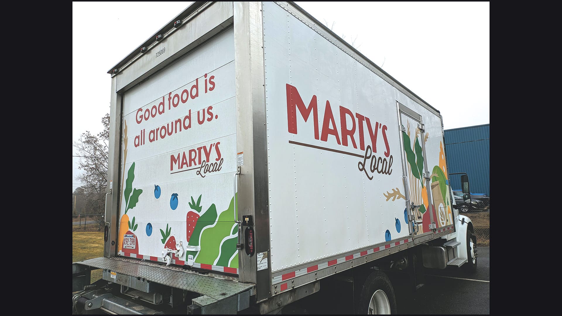 Eight trucks, both box trucks like this one and larger trailers, move food six days a week for Marty’s Local.