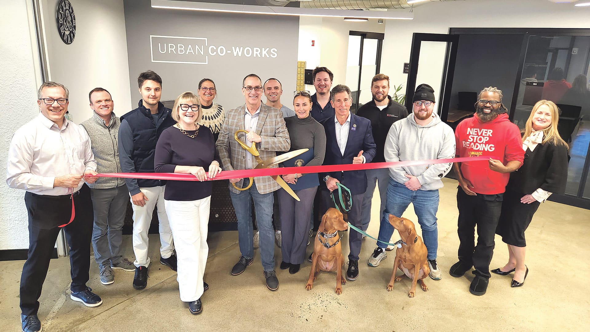 The Greater Holyoke Chamber presented a celebratory ribbon-cutting ceremony on March 26 to welcome Urban Co-Works to its new location at 98 Lower Westfield Road