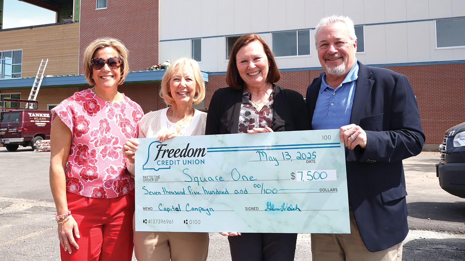 Pictured, from left: Kris Allard of Square One, Charlene Smolkowicz of Freedom Credit Union, Dawn DiStefano of Square One, and Glenn Welch of Freedom Credit Union.