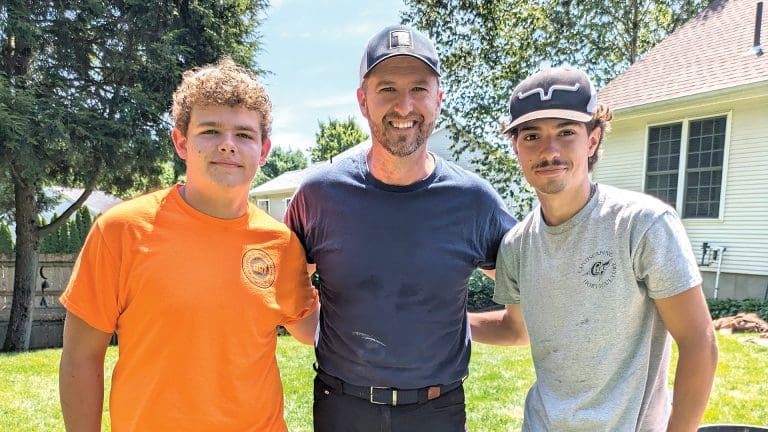 Walt Tomala (center) with apprentices Ben Harrington (left) and Matt Ganhao.