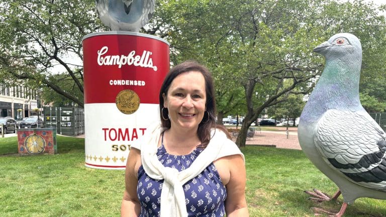 Michelle Grout at the ‘Odyssey’ installation at Tower Square Park
