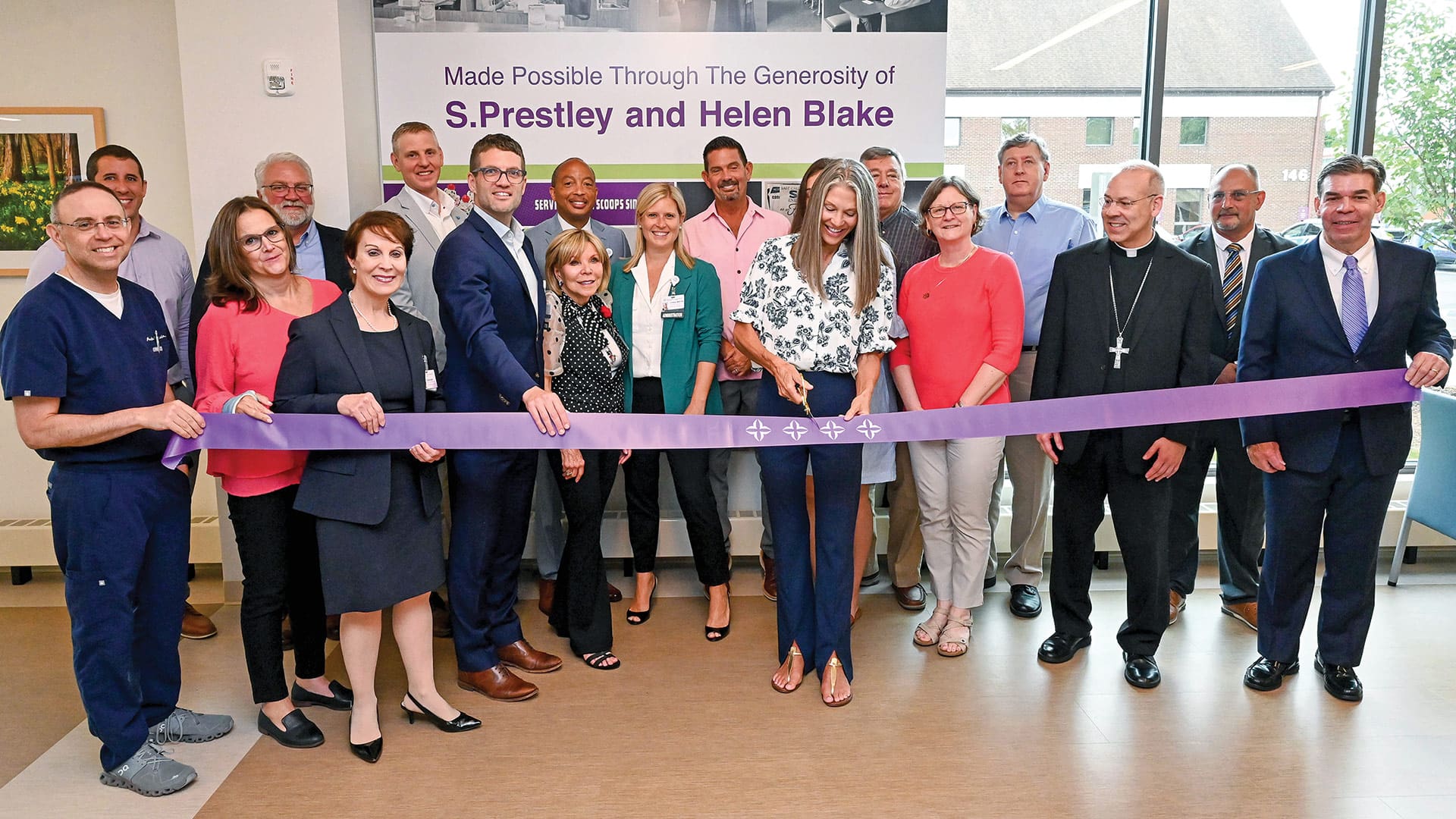 To mark the completion of construction of the S. Prestley and Helen Blake Ambulatory Care Center at Johnson Memorial Hospital’s outpatient campus in Enfield, a blessing and ribbon-cutting ceremony were held on June 26