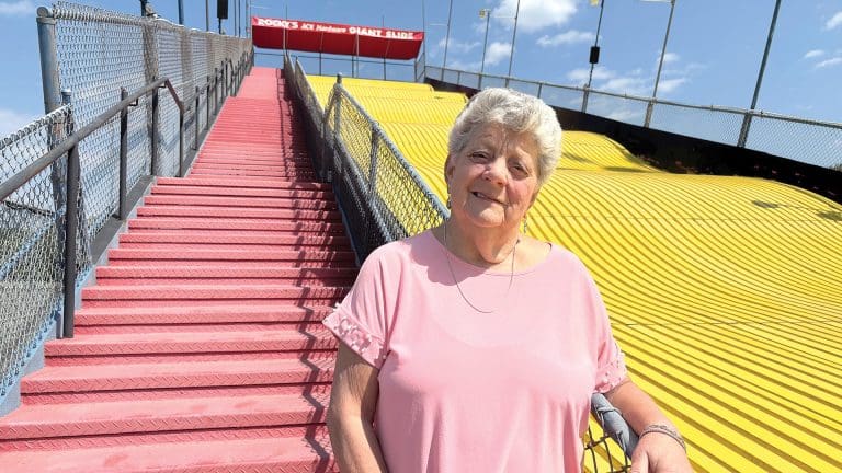 Eileen LaMountain has been managing the giant slide at the Big E for nearly 40 years.