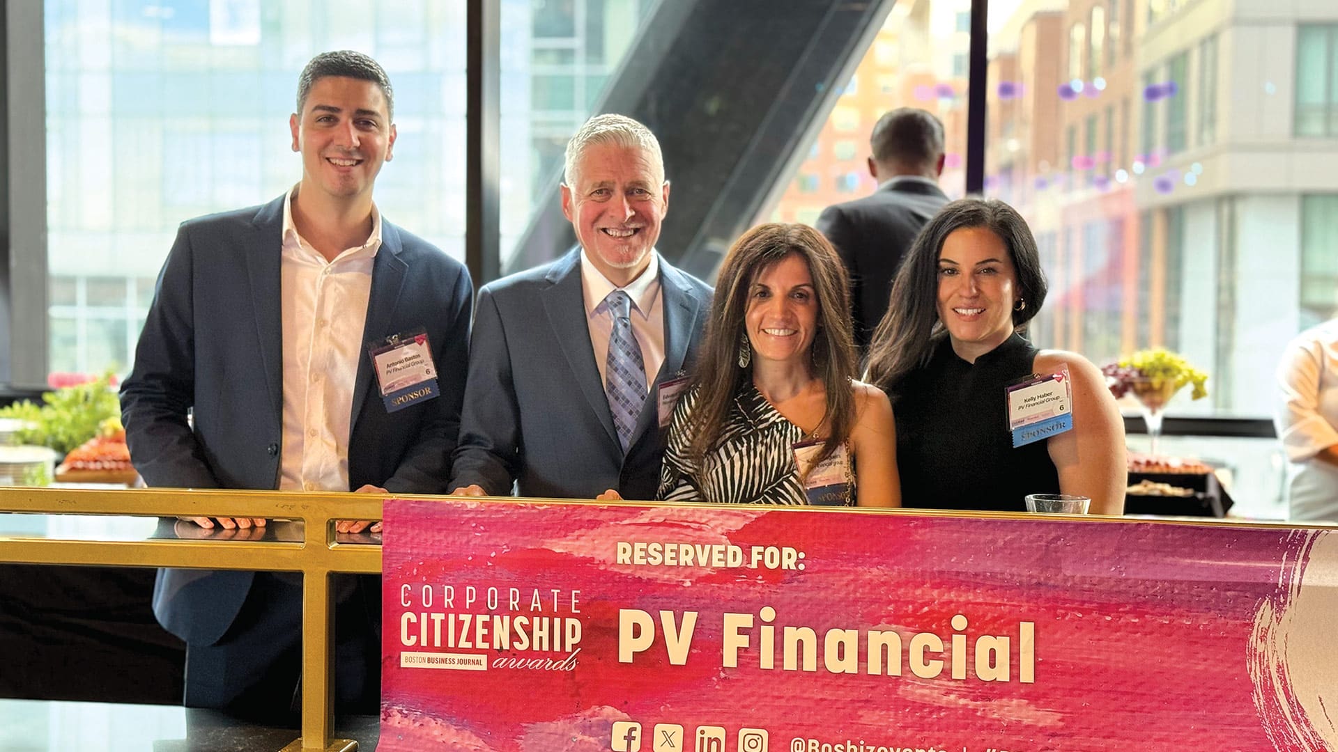 Pictured, from left: PV Financial Group’s Antonio Bastos, financial advisor; Edward Sokolowski, partner and wealth manager; Karen Nogueira, partner and director of Client Relations; and Kelly Haber, partner and registered principal.