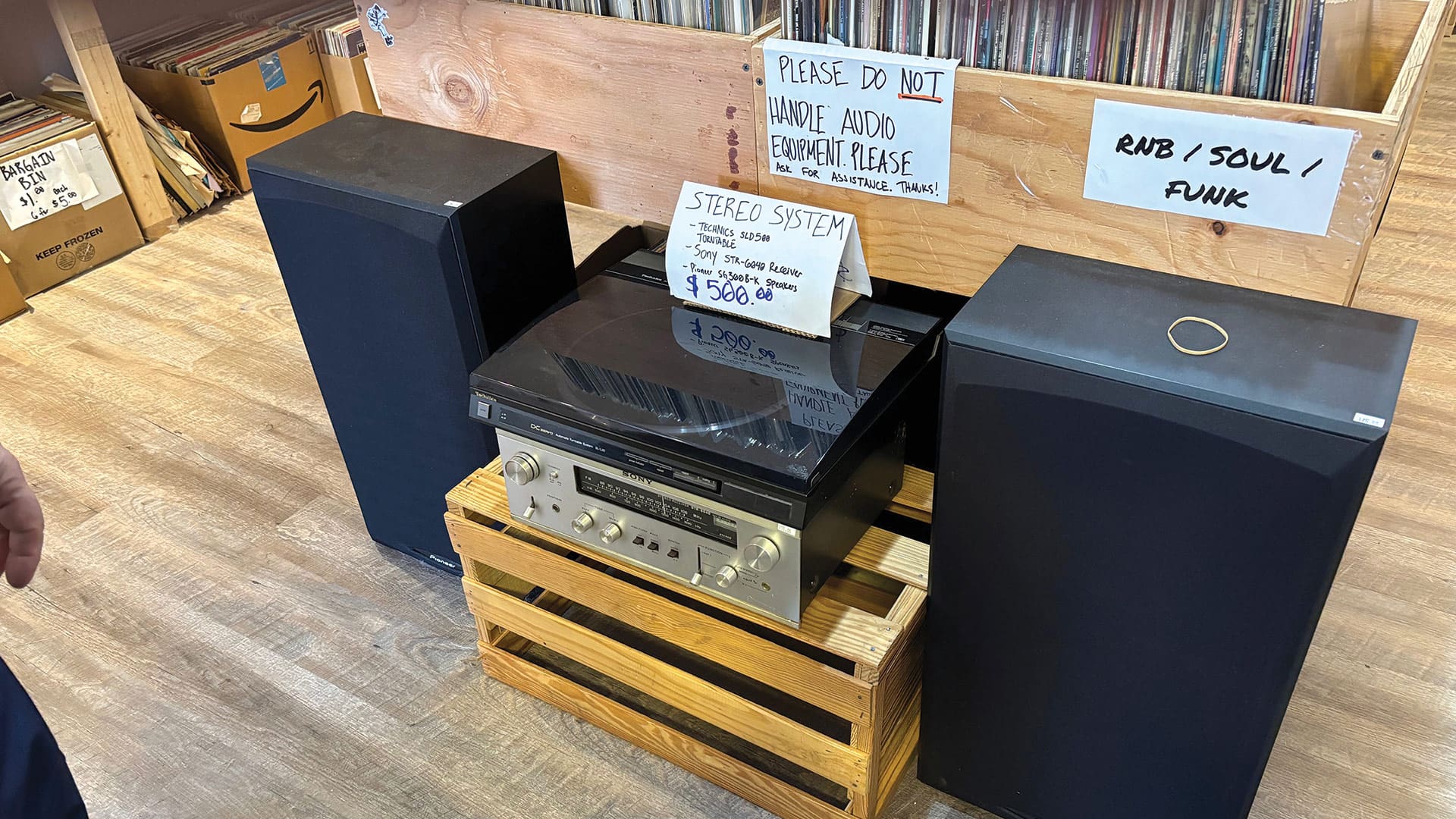 One of the ’70s-era stereo systems for sale at Raspberries.