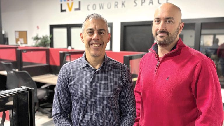 Steven (left) and Adam Rovithis in the Pit at Next Level Cowork Space.