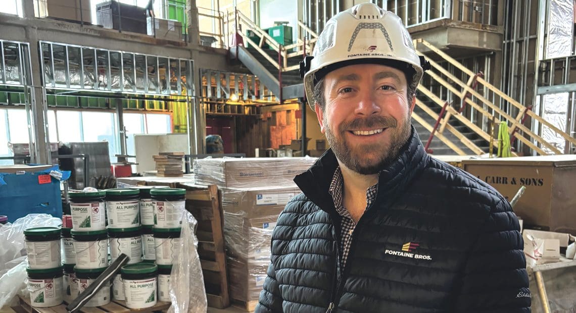Dave Fontaine inside the new East Longmeadow High School, now under construction.