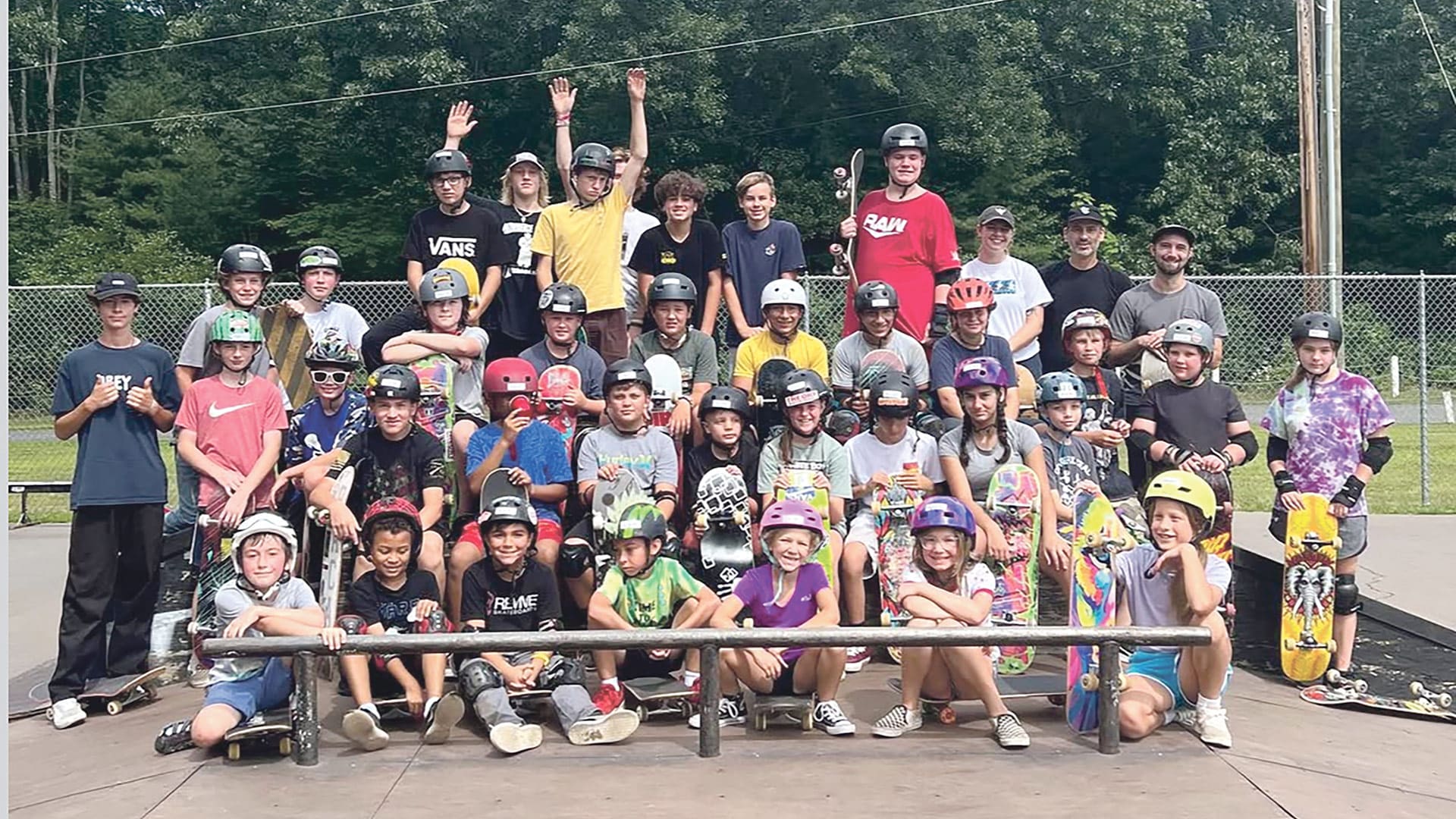 Summer skate camps, like the one seen here, are among the many ways Theory and its founders get involved in the community and give back.
