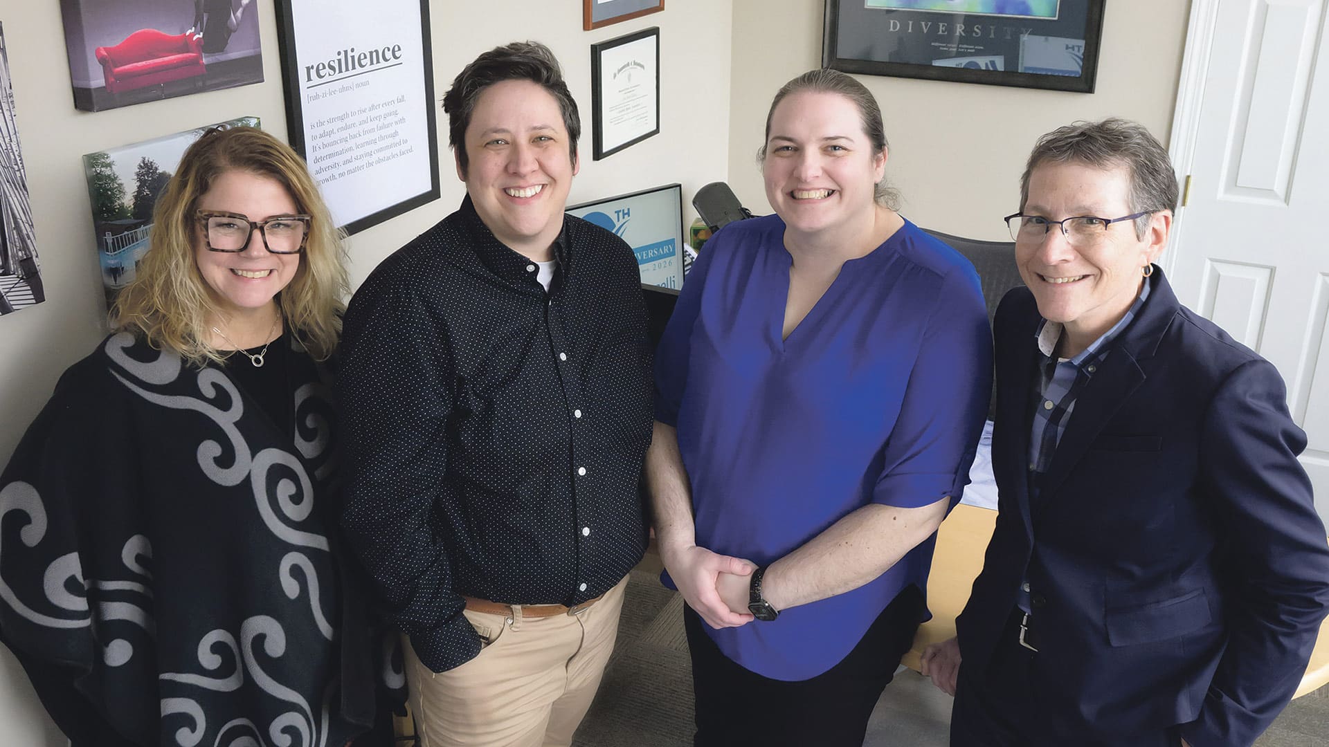 From left: Julie Quink with team members Sarah Lapolice, Rebecca Connolly, and Deborah Penzias
