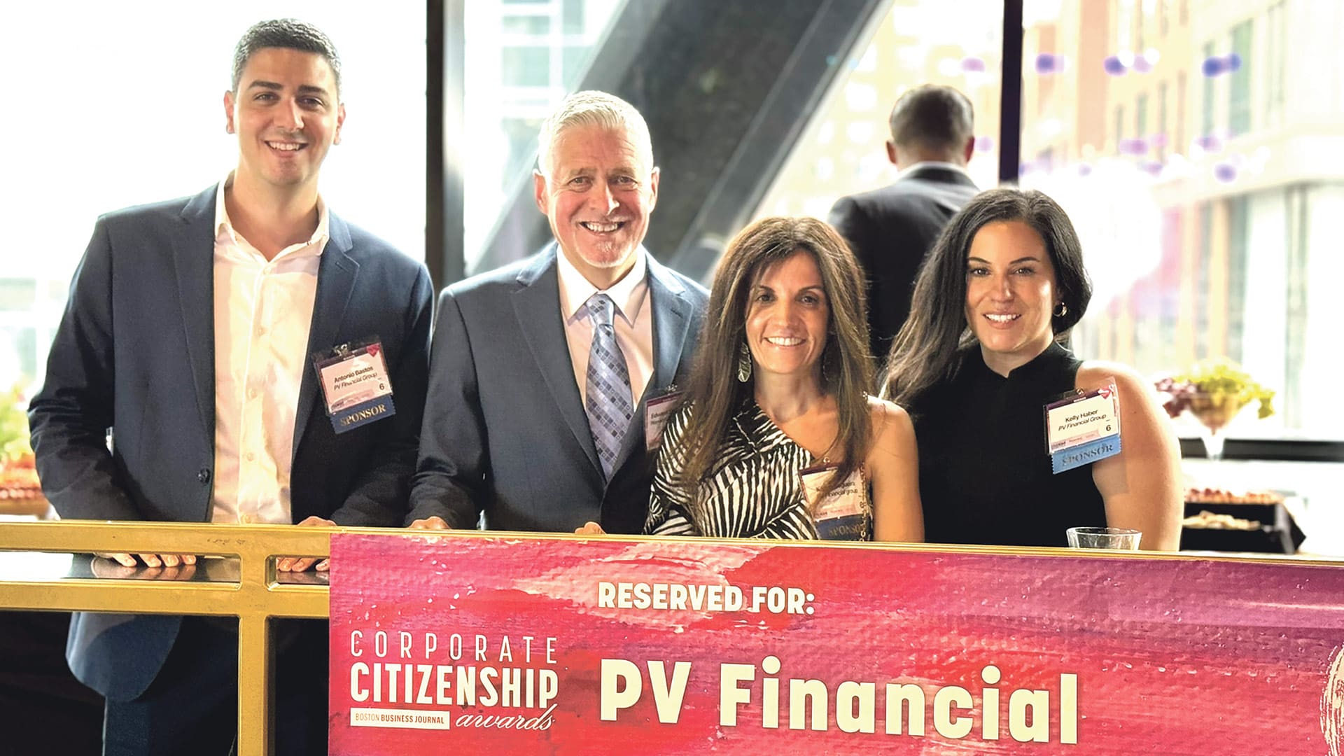 From left: Antonio Bastos, Ed Sokolowski, Karen Nogueira, and Kelly Haber at the Boston Business Journal’s Corporate Citizen Awards in 2025.