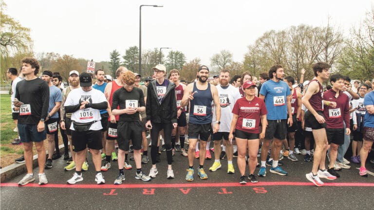 Runners get set at the starting line at the 2025 event.